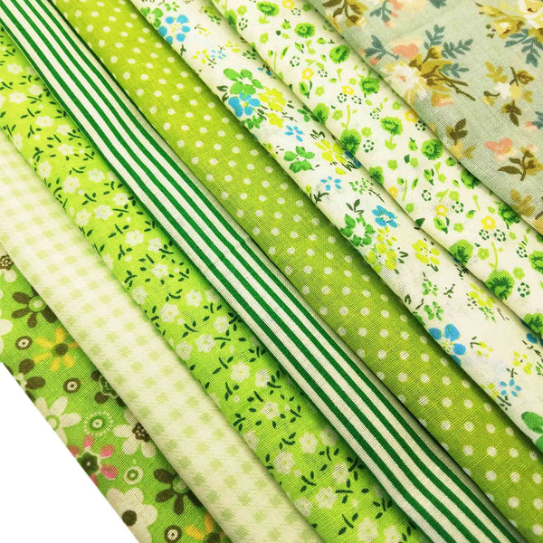 Lot de 7 coupons tissu patchwork vert 48 x 48 cm