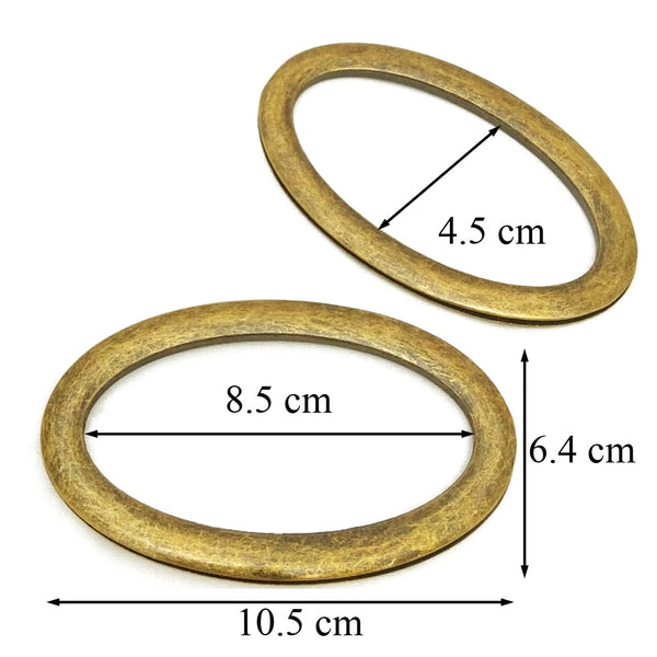 Lot de 2 anse de sac ovale poignee 10.5 cm x H 6.4 cm bronze
