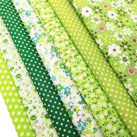Lot de 7 coupons tissu patchwork vert 48 x 48 cm