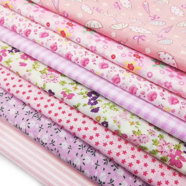 Lot de 8 coupons tissu patchwork rose 48 x 48 cm