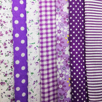 Lot de 7 coupons tissu patchwork violet 24 x 24 cm