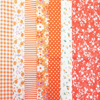 Lot de 7 coupons tissu patchwork orange 24 x 24 cm