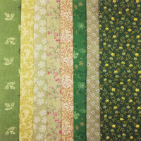 Lot de 8 coupons tissu patchwork vert 25 x 25 cm