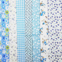 Lot de 7 coupons tissu patchwork bleu 25 x 24 cm