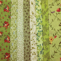 Lot de 8 coupons tissu patchwork vert 25 x 25 cm