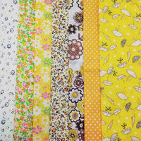 Lot de 7 coupons tissu patchwork jaune 24 x 24 cm