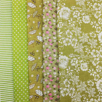 Lot de 5 coupons tissu patchwork vert 24 x 24 cm