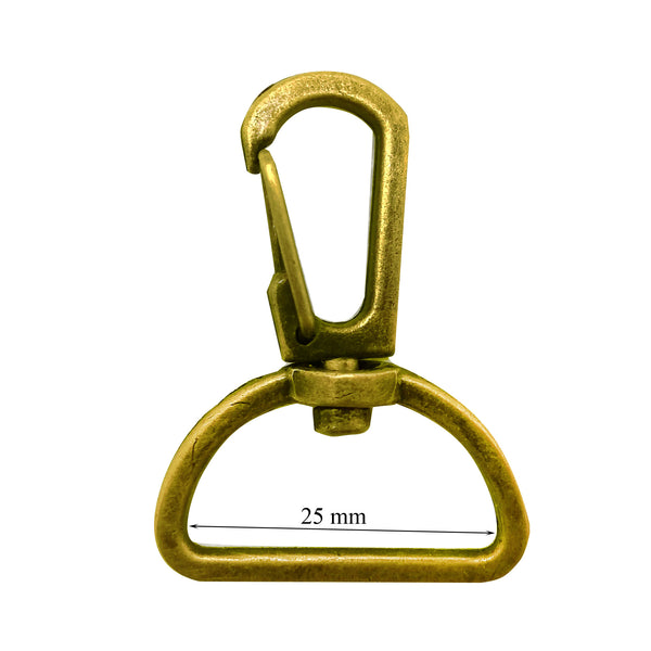 Lot de 6 anneaux à mousqueton bronze  largeur intérieure 25 mm