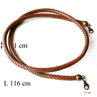 Anse bandouliere tresse 116 cm marron