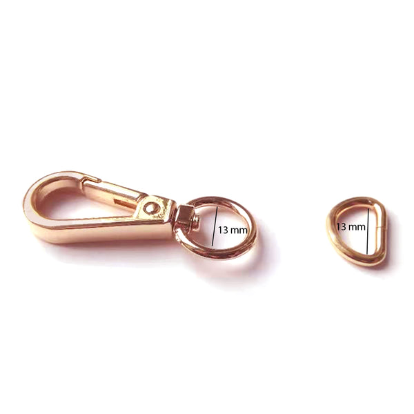 Lot de 6 nécessaires à bandoulière or rose intérieur 13 mm pour sac à main