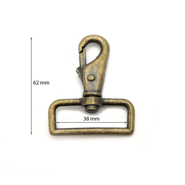 Lot de 6 anneaux à mousqueton bronze  largeur intérieure 38 mm