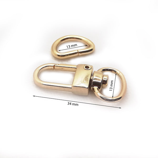 Lot de 8 nécessaires à bandoulière or rose intérieur 13 mm pour sac à main